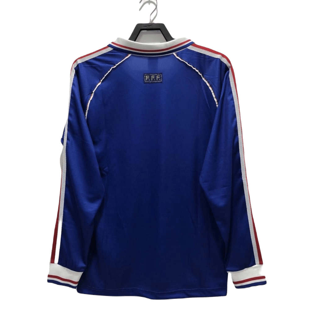 Retro 1998 Long Sleeve France Home Soccer Kit With 98 France Patch