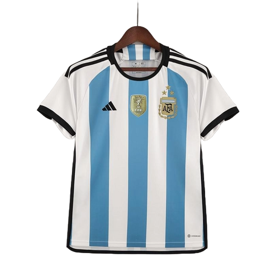 3 Stars 2022 Argentina Home Kit With World Cup Champion Patches