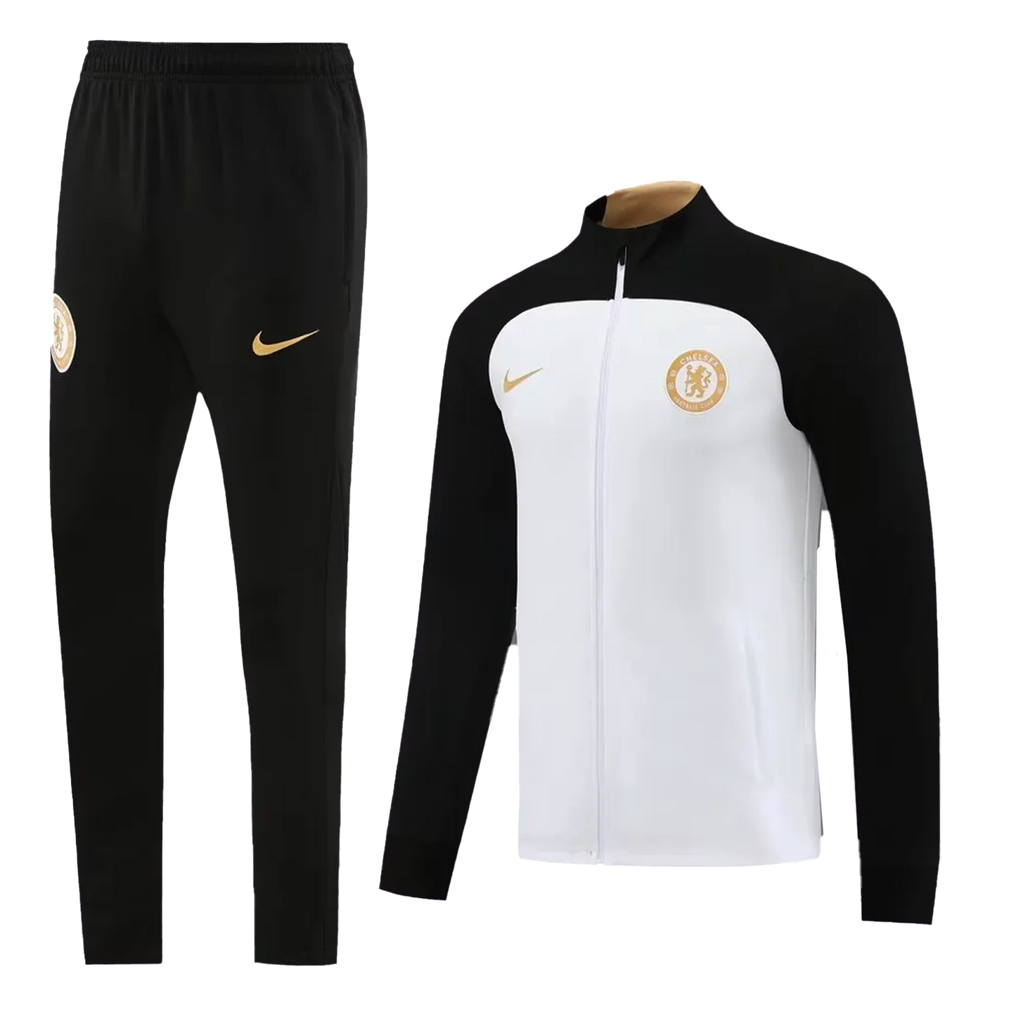 Chelsea Zip Up Tracksuit "White & Gold"