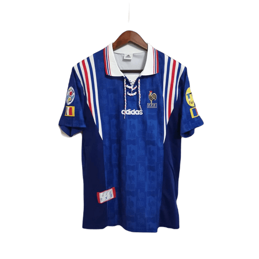 Retro 1996 France Home Kit With EURO 1996 Patch